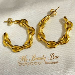 Chain Link Gold Hoops